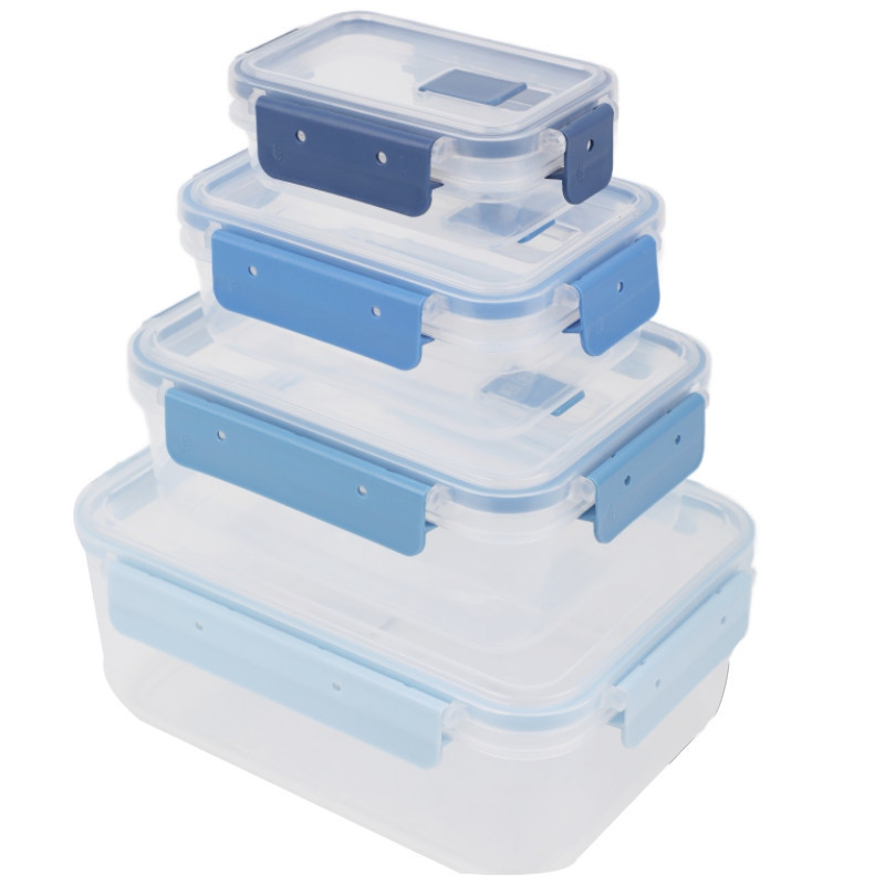 Pojemniki prostokątne lunchbox MG Home Misto zestaw 4 sztuk hermetyczne 2500/1350/600/250 ml niebieskie