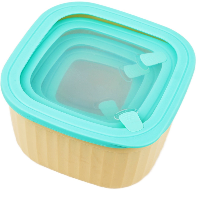 Pojemniki kwadratowe lunchbox MG Home Misto zestaw 4 sztuk hermetyczne 2500/1500/960/520 ml kremowe