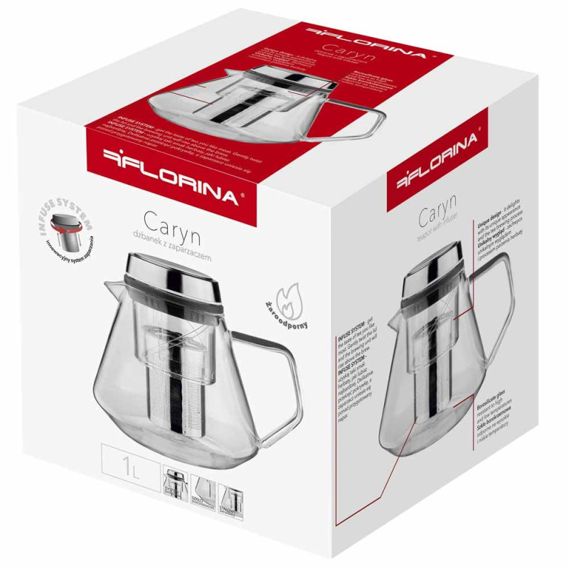 Dzbanek z zaparzaczem 1000 ml szklany imbryk Florina Caryn