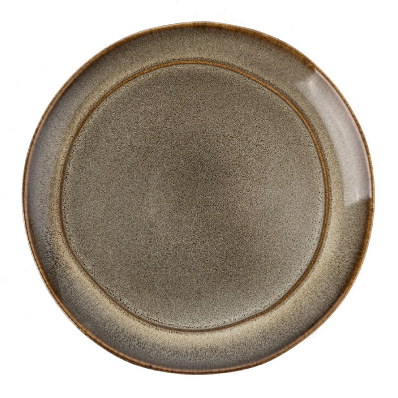 Serwis obiadowy porcelanowy Florina Bergen 18 elementów zestaw talerzy dla 6 osób retro brązowe
