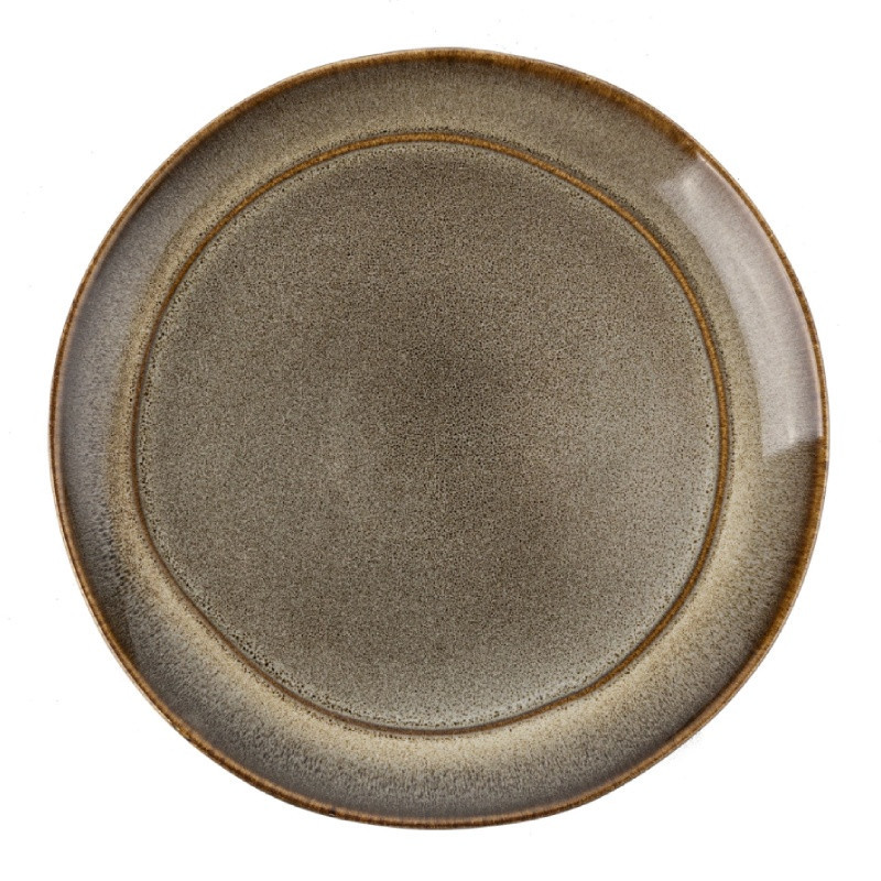 Serwis obiadowy porcelanowy Florina Bergen 24 elementy zestaw talerzy dla 6 osób retro brązowe