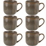 Kubki z uchem 390 ml porcelana Florina Bergen duże brązowy retro zestaw 6 kubków