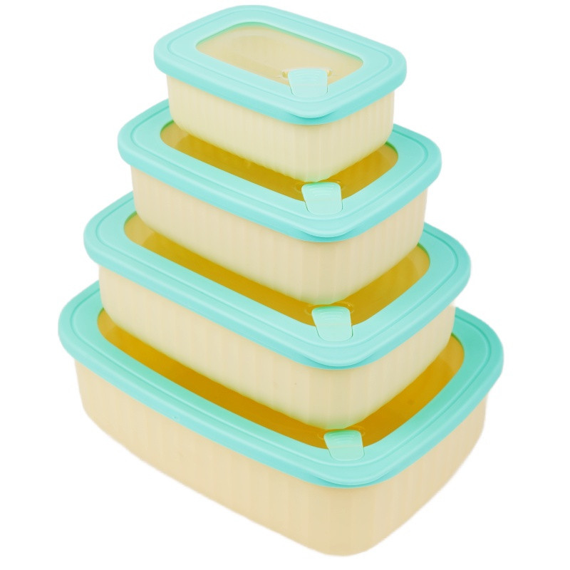 Pojemniki prostokątne lunchbox MG Home Misto zestaw 4 sztuk hermetyczne 3000/1700/950/450 ml kremowe