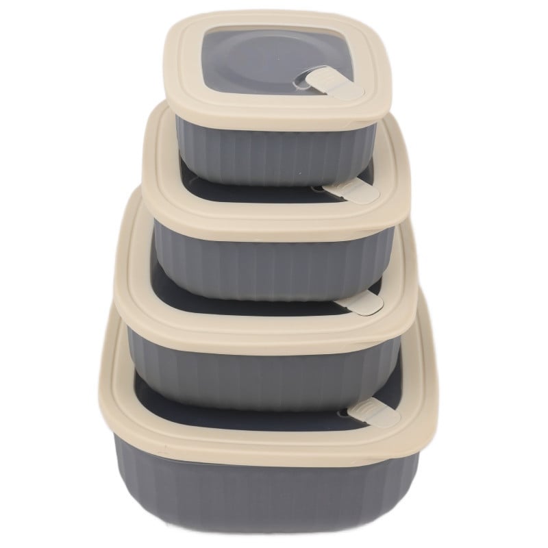 Pojemniki kwadratowe lunchbox MG Home Misto zestaw 4 sztuk hermetyczne 2500/1500/960/520 ml szare
