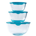 Zestaw misek żaroodpornych 15/17/21 cm komplet 3 sztuk naczynia z pokrywką Cook&Enjoy Pyrex