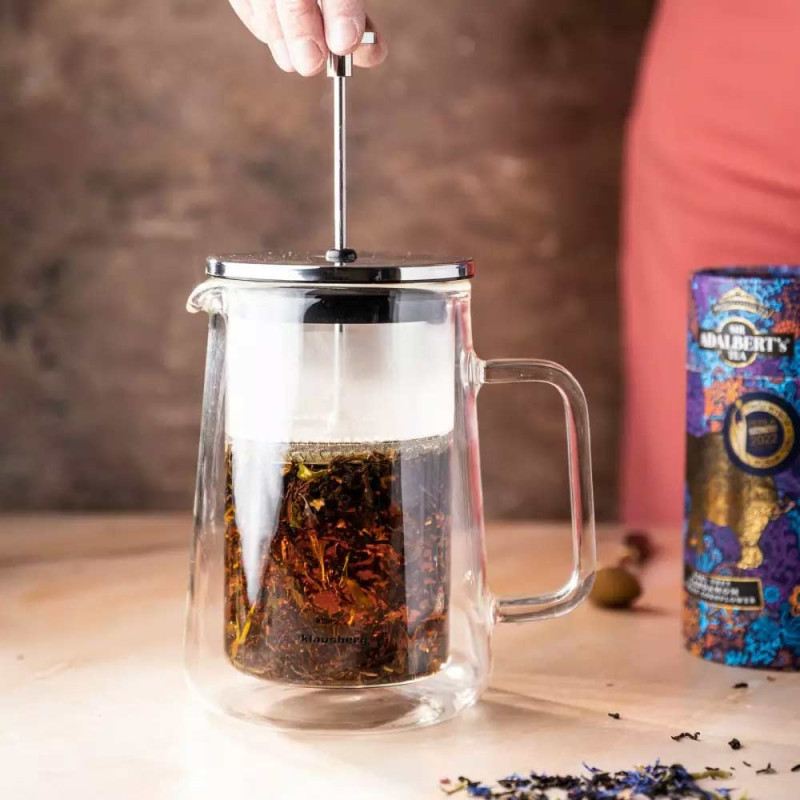 Szklany zaparzacz TERMICZNY tłokowy do herbaty kawy ziół 600 ml Klausberg KB 7685