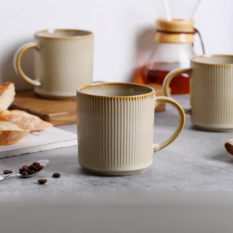 Serwis obiadowy porcelanowy Evie 30 elementów z salaterkami i kubkami zestaw talerzy dla 6 osób retro 1211