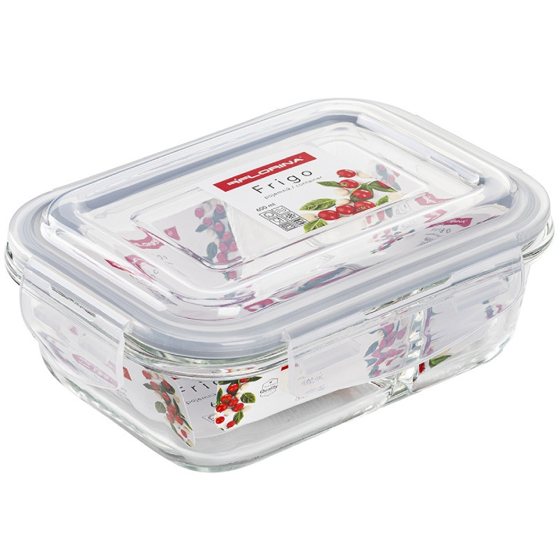 Pojemnik szklany dzielony dwukomorowy Florina Frigo 600 ml prostokątny lunchbox hermetyczny