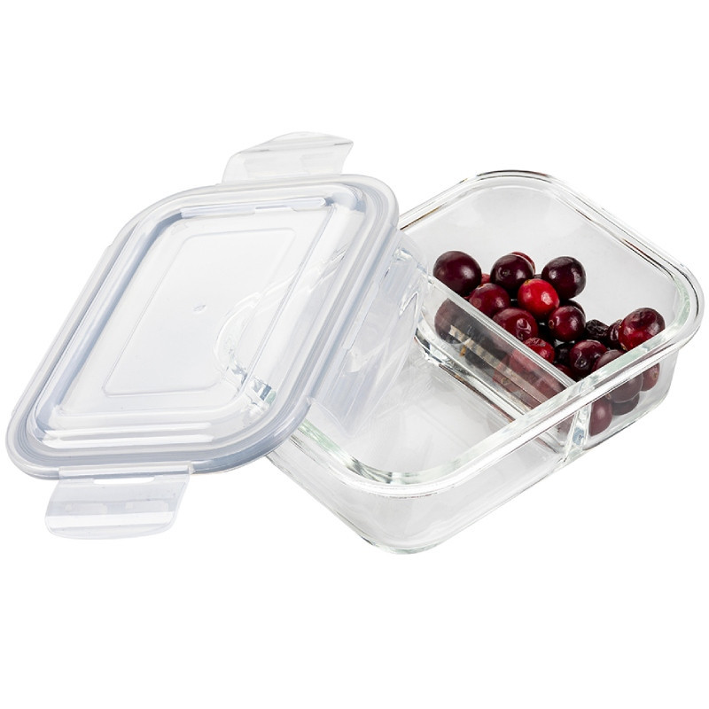 Pojemnik szklany dzielony dwukomorowy Florina Frigo 600 ml prostokątny lunchbox hermetyczny