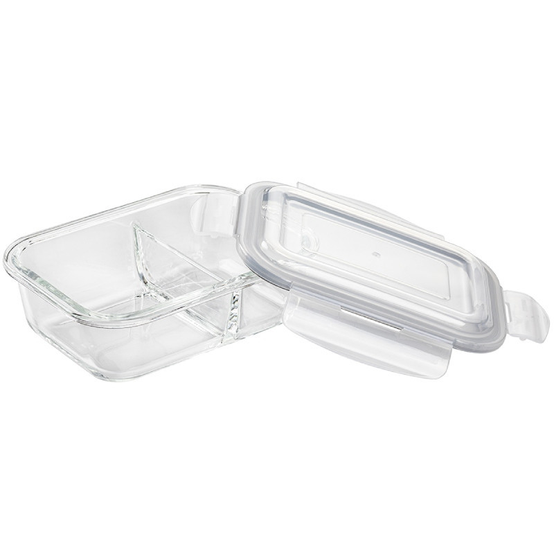 Pojemnik szklany dzielony dwukomorowy Florina Frigo 600 ml prostokątny lunchbox hermetyczny