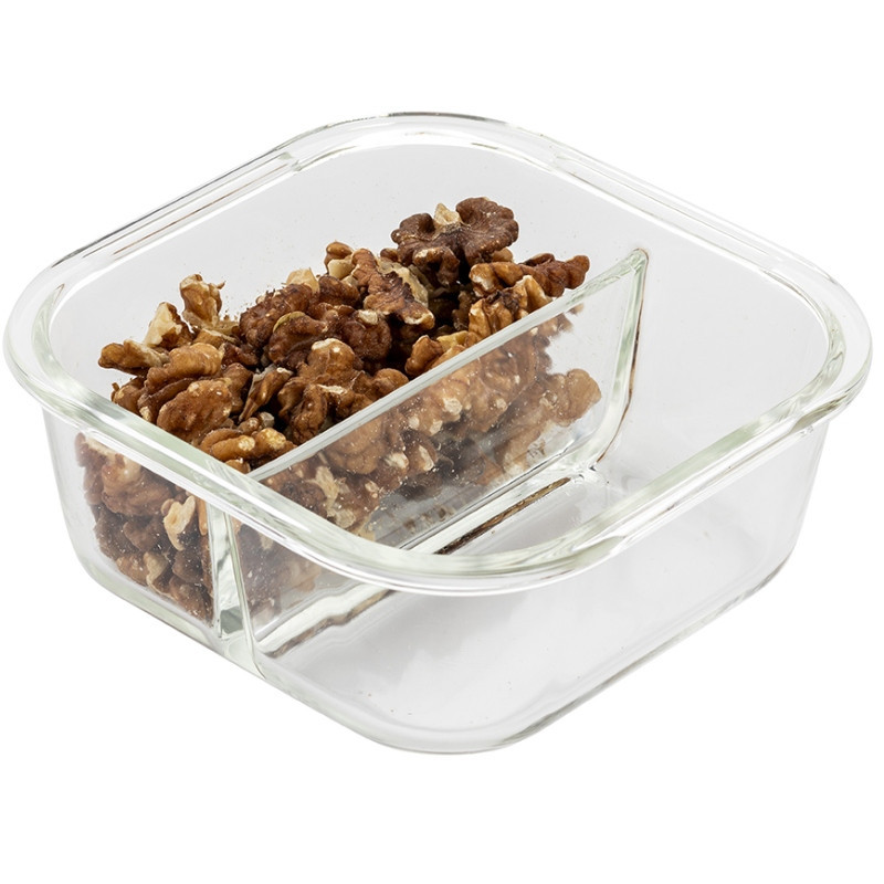 Pojemniki szklane dzielone dwukomorowe Florina Frigo 750 ml zestaw 3 sztuki kwadratowe lunchbox hermetyczne