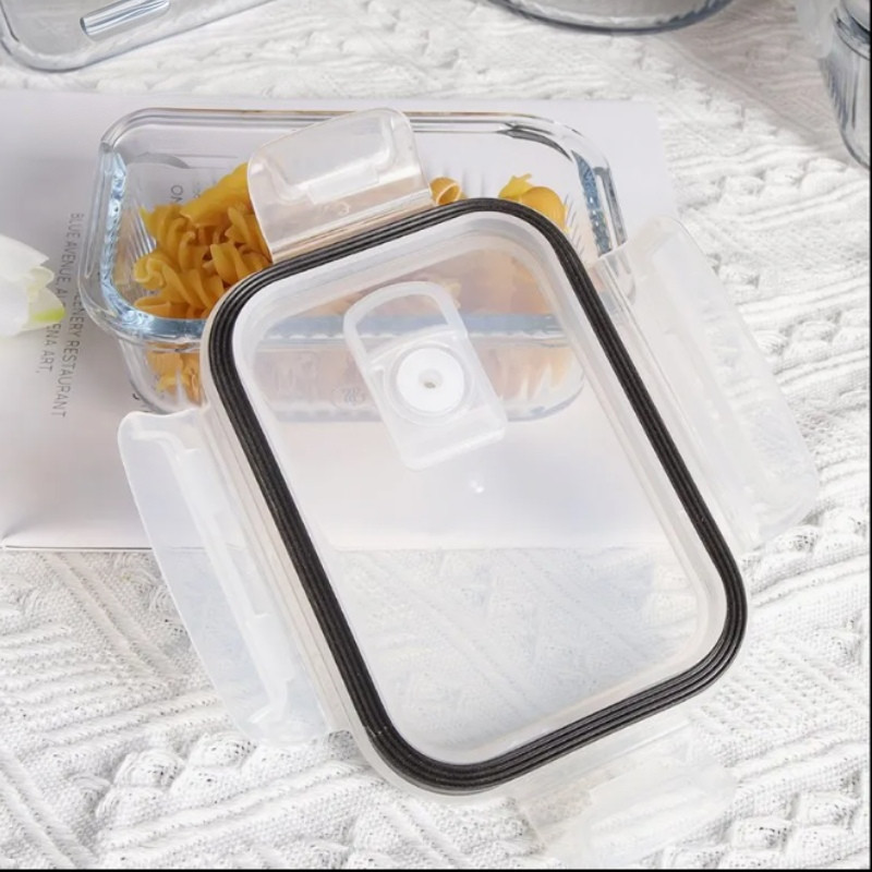 Pojemniki szklane ryflowane Florina Mariet lunchbox 1050/640/370 ml żaroodporne hermetyczne
