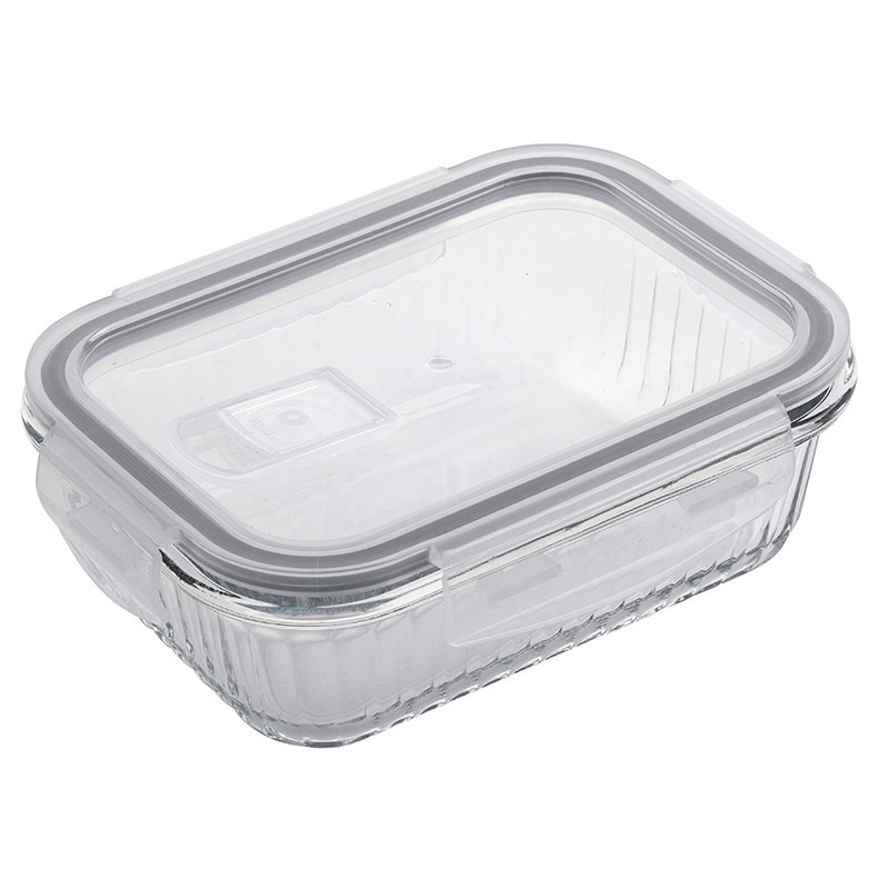 Pojemniki szklane ryflowane Florina Mariet lunchbox 1050/640/370 ml żaroodporne hermetyczne