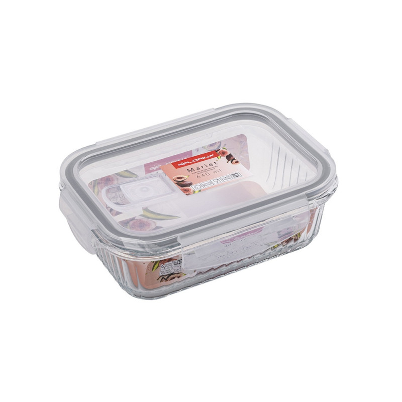 Pojemniki szklane ryflowane Florina Mariet lunchbox 1050/640/370 ml żaroodporne hermetyczne