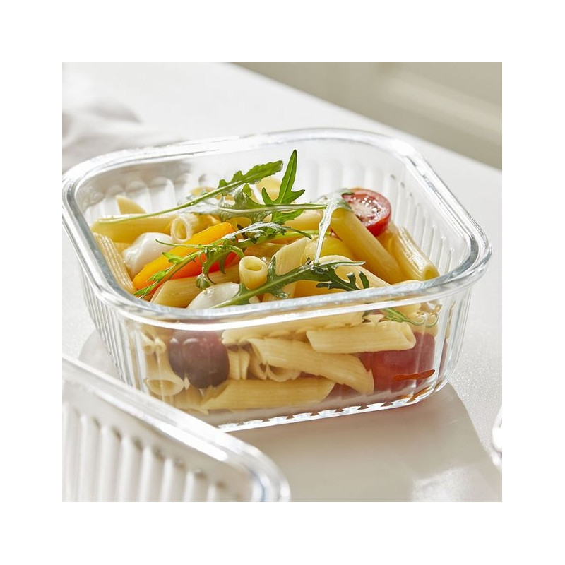 Pojemniki szklane ryflowane Florina Mariet lunchbox 1200/800 ML żaroodporne hermetyczne