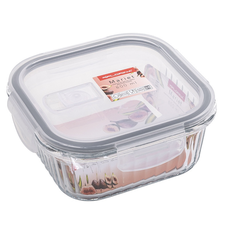 Pojemniki szklane ryflowane Florina Mariet lunchbox zestaw 7 sztuk żaroodporne hermetyczne
