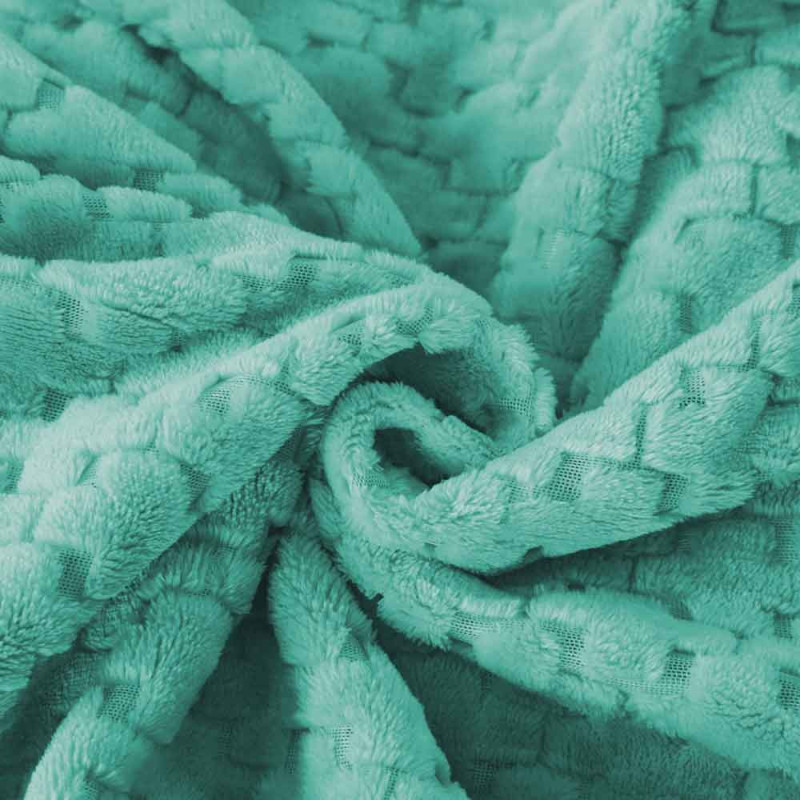 Koc 200x220 cm mikrofibra Cotton World miękki ciepły pled narzuta na łóżko niebiesko-zielony KHT-59