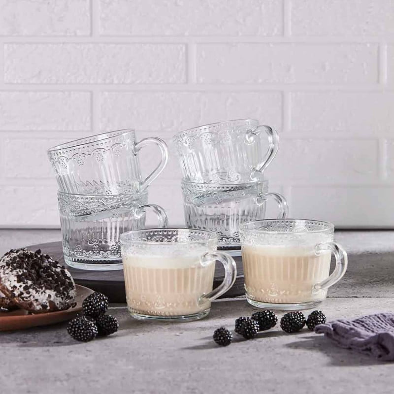 Kubki 450 ml Altom Karen duże filiżanki do kawy i herbaty szklane zestaw 6 sztuk