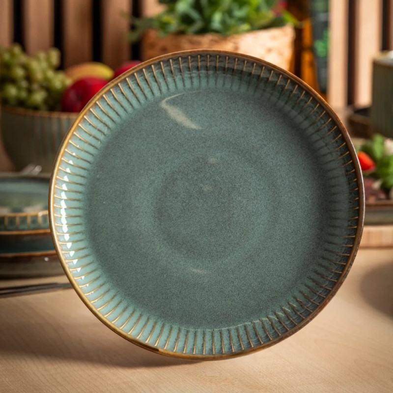 Serwis obiadowy porcelanowy Altom Sage 24 elementy zestaw talerzy dla 6 osób retro
