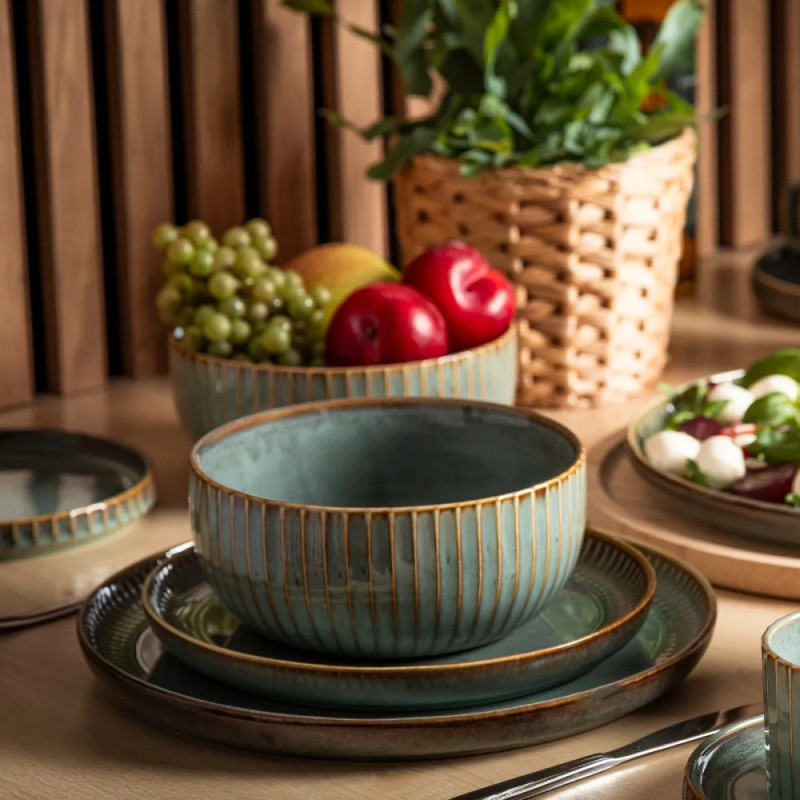 Serwis obiadowy porcelanowy Altom Sage 24 elementy zestaw talerzy dla 6 osób retro