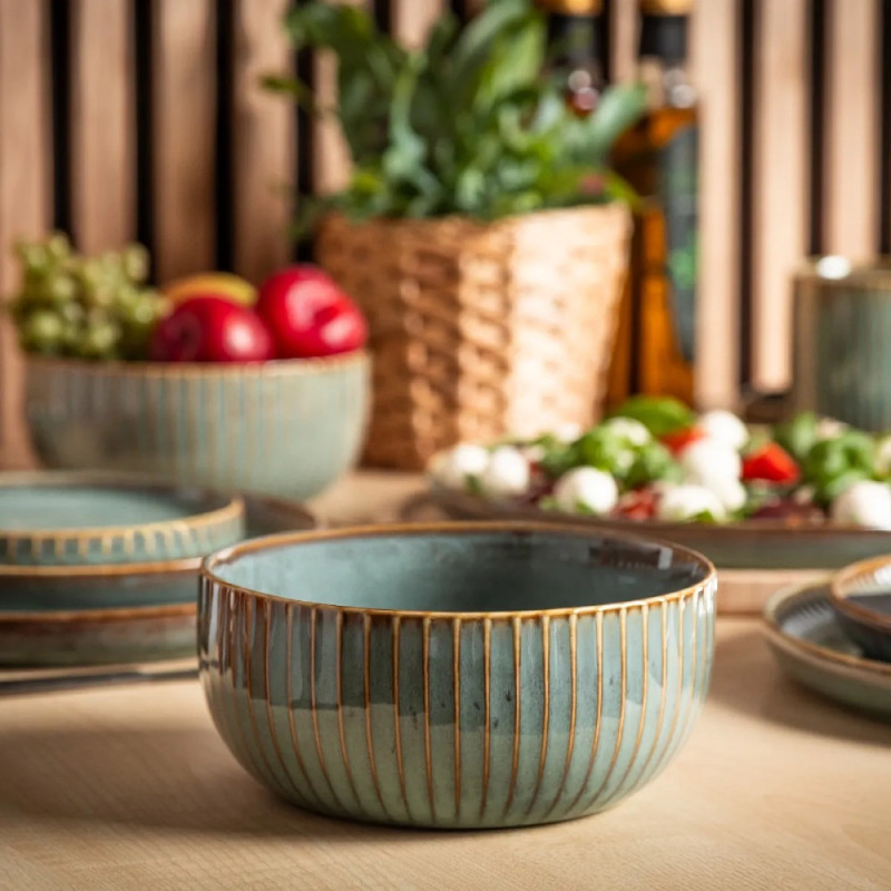 Serwis obiadowy porcelanowy Altom Sage 24 elementy zestaw talerzy dla 6 osób retro