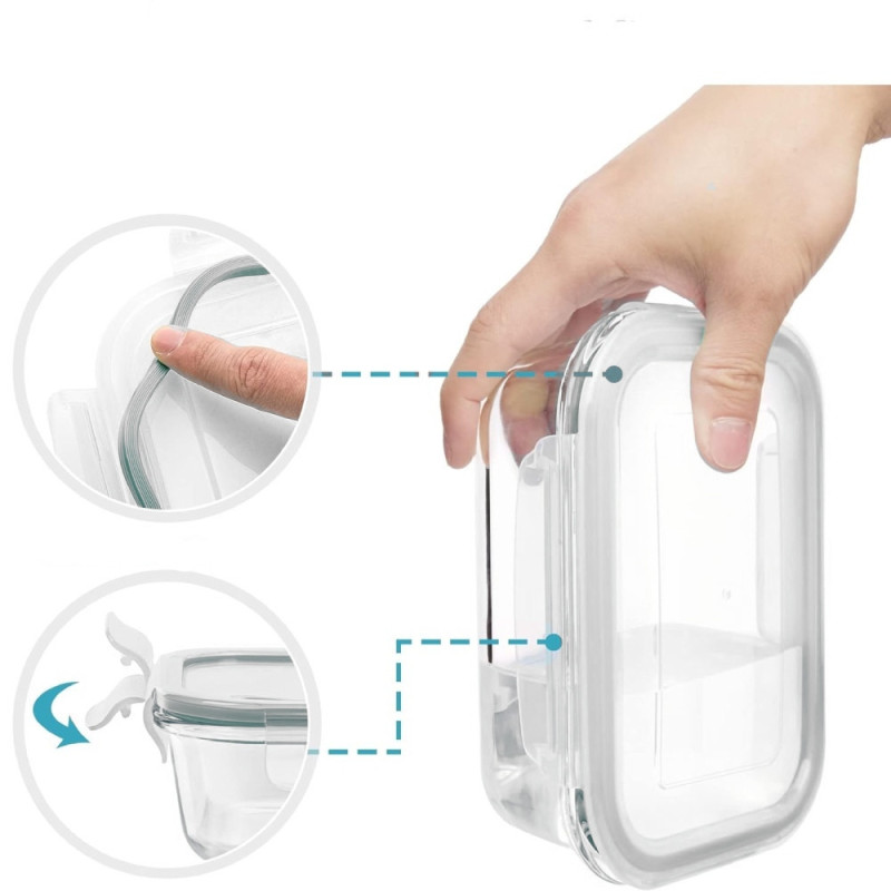 Pojemniki szklane 1040 ml prostokątne lunchbox Florina Frigo zestaw 3 sztuki żaroodporne hermetyczne