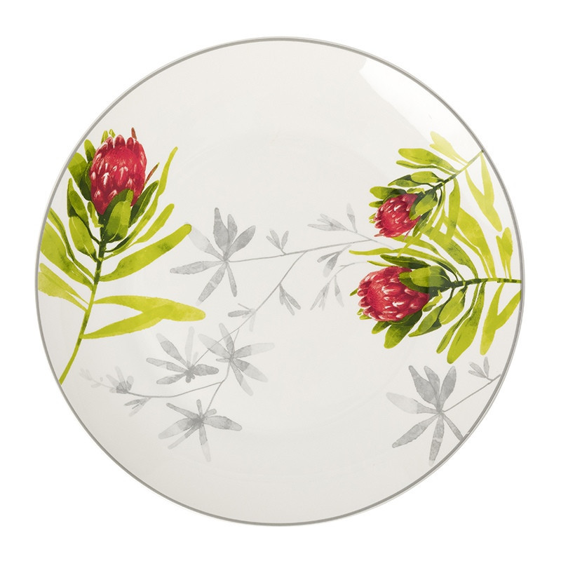 Serwis obiadowy porcelanowy Florina Protea 24 elementów zestaw talerzy dla 6 osób piękny wzór kwiaty