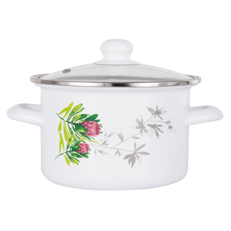 Garnki emaliowane proste 2/2.65/3.75/4.8 L zestaw 4 sztuk z pokrywkami Protea Florina