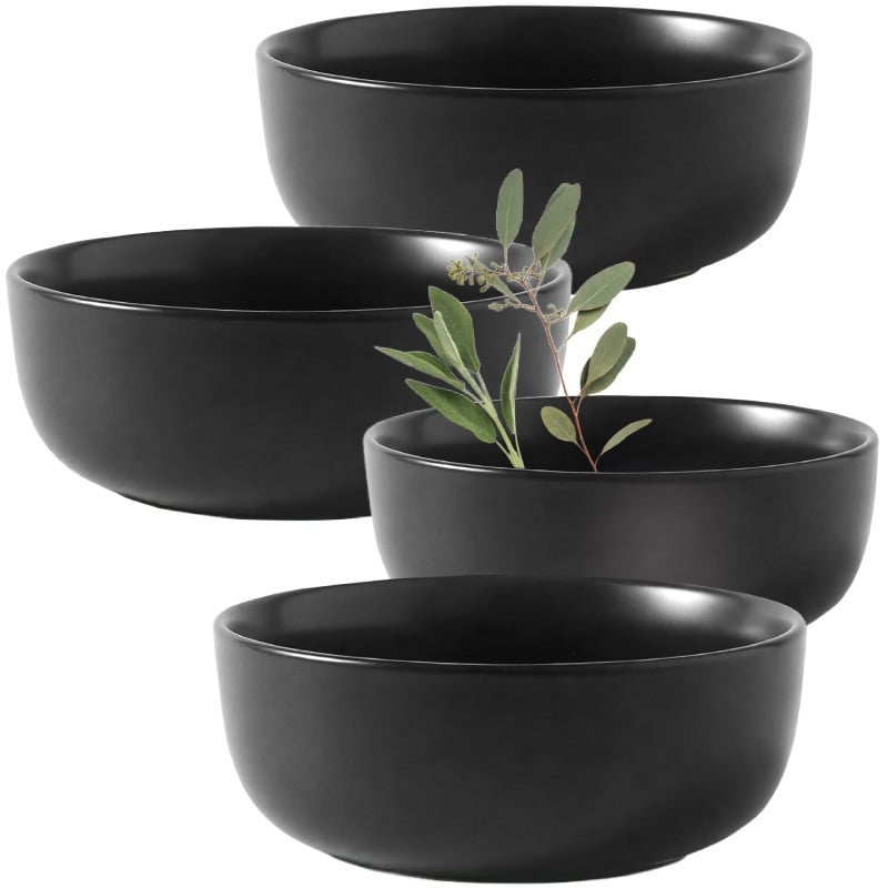 Serwis obiadowy porcelanowy MG Home Artena 22 elementy zestaw talerzy misek dla 6 osób czarny