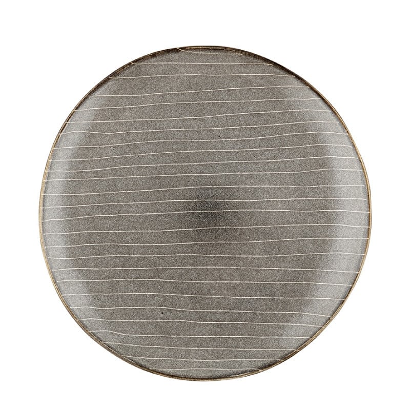 Serwis obiadowy porcelanowy Florina Stripes Gray 18 elementów zestaw talerzy dla 6 osób szare