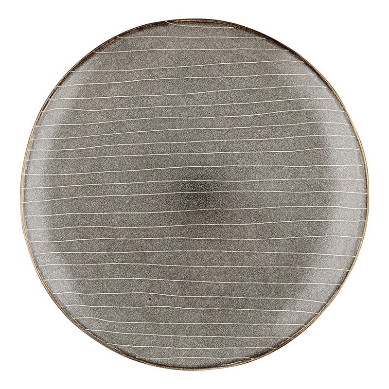 Serwis obiadowy porcelanowy Florina Stripes Gray 18 elementów zestaw talerzy dla 6 osób szare