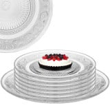 Talerzyki deserowe 17 cm i patera 25 cm szklane Florina Palazzo zestaw 7 sztuk spodek na ciasto deser