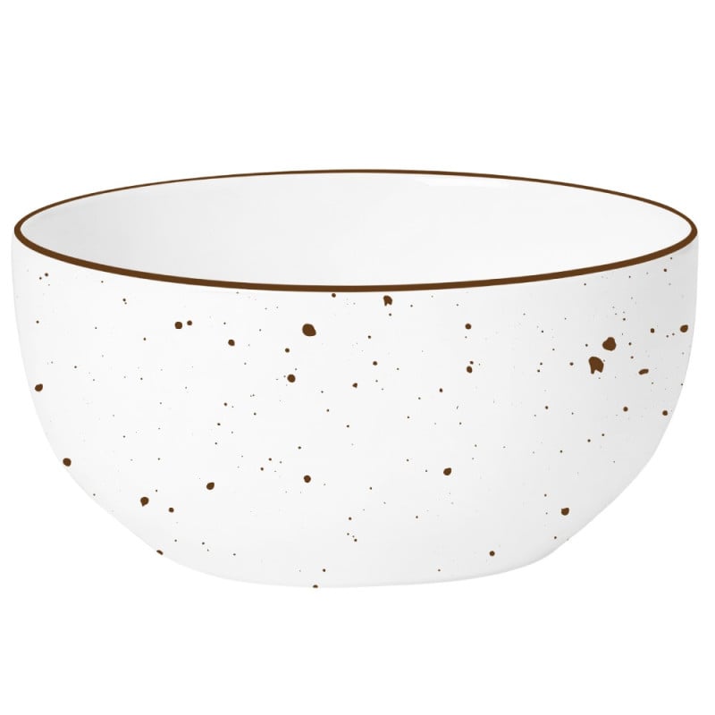Serwis obiadowy porcelanowy MG Home Gemma 12 elementów zestaw talerzy dla 4 osób biały nakrapiany