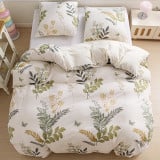 Pościel 160x200 bawełna satynowa dwustronna GierekHoff gruba 3 części GH 3058 gałązki z liśćmi