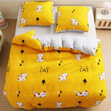 Pościel 140x200 dla dzieci bawełna satynowa dwustronna GierekHoff gruba 2 części GH 3066 żółta w koty
