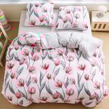 Pościel 140x200 bawełna satynowa dwustronna GierekHoff gruba 2 części GH 3067 tulipany