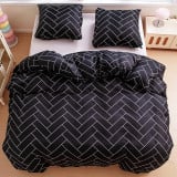 Pościel 160x200 bawełna satynowa dwustronna GierekHoff gruba 3 części GH 3069 czarna mozika