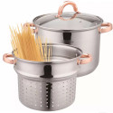 Garnek z wkładem do gotowania makaronu 7,5 l stalowy 24cm uchwyty Golden Rose Klausberg KB 7739