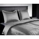 Pościel hotelowa adamaszek 140x200 dwustronna w paski GierekHoff KOMA 5928 gruba 2 el szara z białą lamówka
