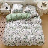 Pościel 140x200 bawełna satynowa dwustronna GierekHoff gruba 2 części GH 3073 zielona w kwiaty