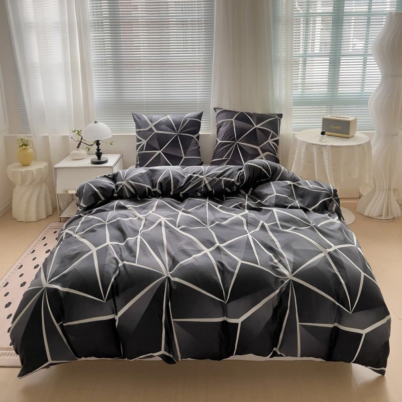 Pościel 160x200 bawełna satynowa dwustronna GierekHoff gruba 3 części GH 3075 trójkąty