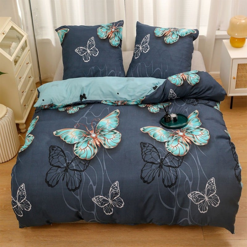 Pościel 160x200 bawełna satynowa dwustronna GierekHoff gruba 3 części GH 3080 motyle