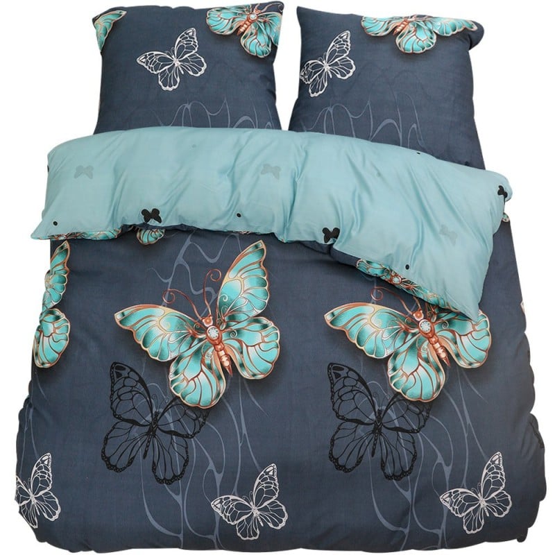 Pościel 160x200 bawełna satynowa dwustronna GierekHoff gruba 3 części GH 3080 motyle