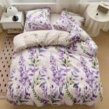 Pościel 140x200 bawełna satynowa dwustronna GierekHoff gruba 2 części GH 3082 fioletowe kwiaty