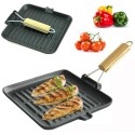 Patelnia żeliwna grillowa 24x24 kwadratowa ciężka Indukcja Gaz Kinghoff KH 1107