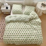 Pościel 160x200 bawełna satynowa dwustronna GierekHoff gruba 3 części GH 3087 zielona w serduszka