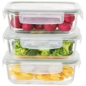 Pojemniki szklane 1500 ml prostokątne lunchbox Fresh zestaw 3 sztuki żaroodporne hermetyczne