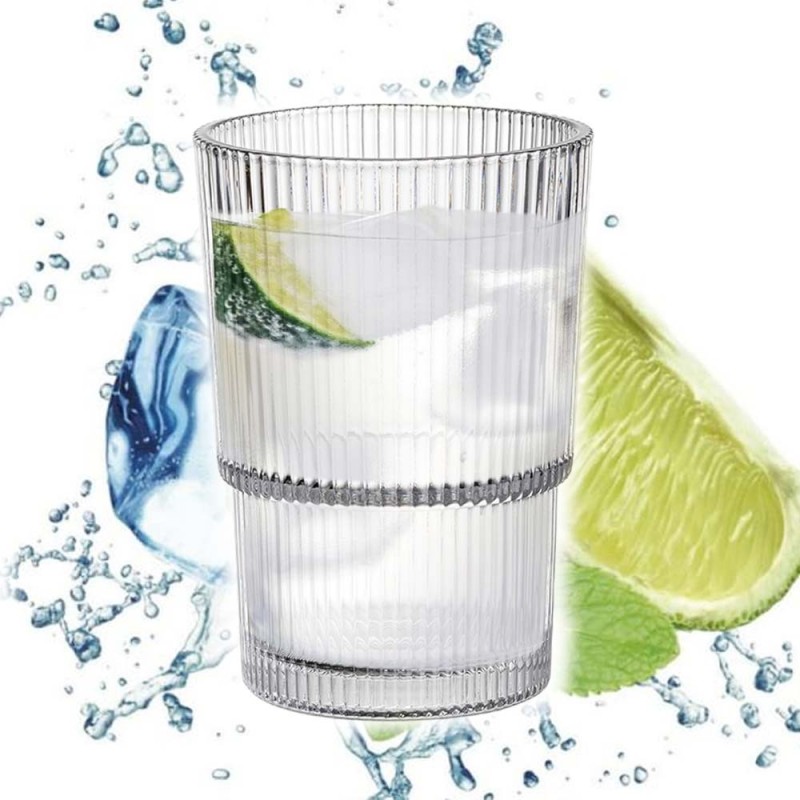 Szklanki do wody 420 ml wysokie zestaw 6 sztuk napoje szkło ryflowane Baltico Florina