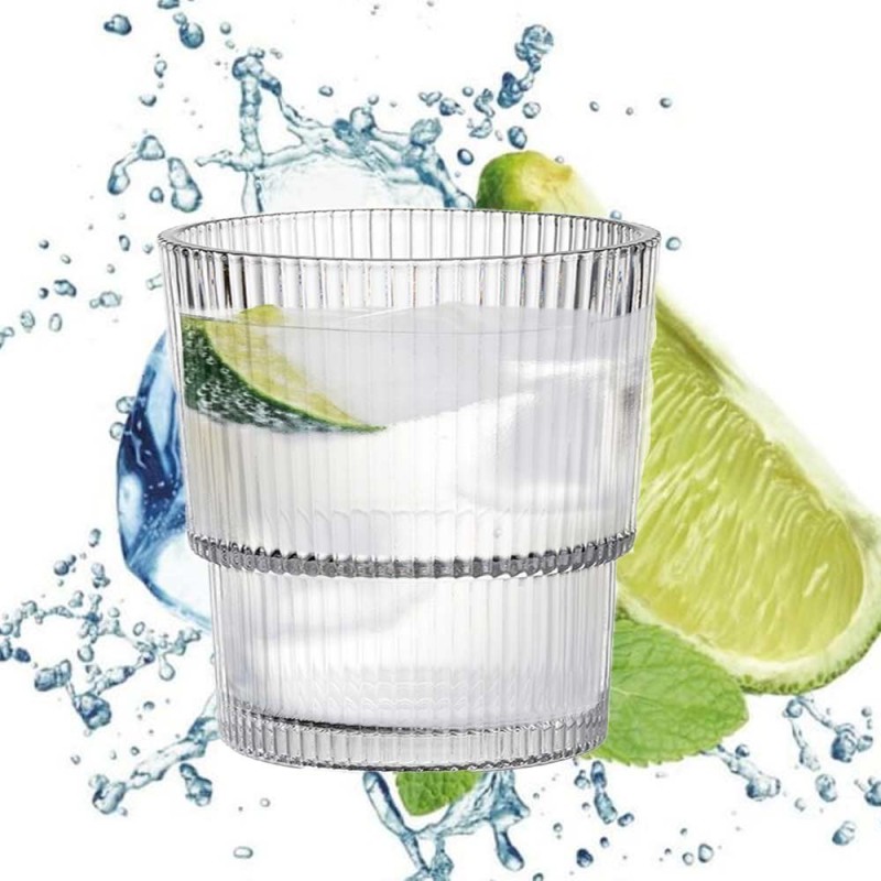 Szklanki do wody 330 ml niskie zestaw 6 sztuk napoje szkło ryflowane Baltico Florina