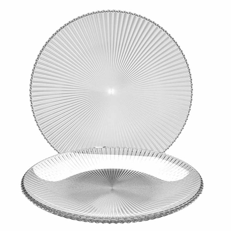 Talerzyki deserowe 20 cm i patera 25 cm szklane Florina Rimini zestaw 13 sztuk spodek na ciasto deser
